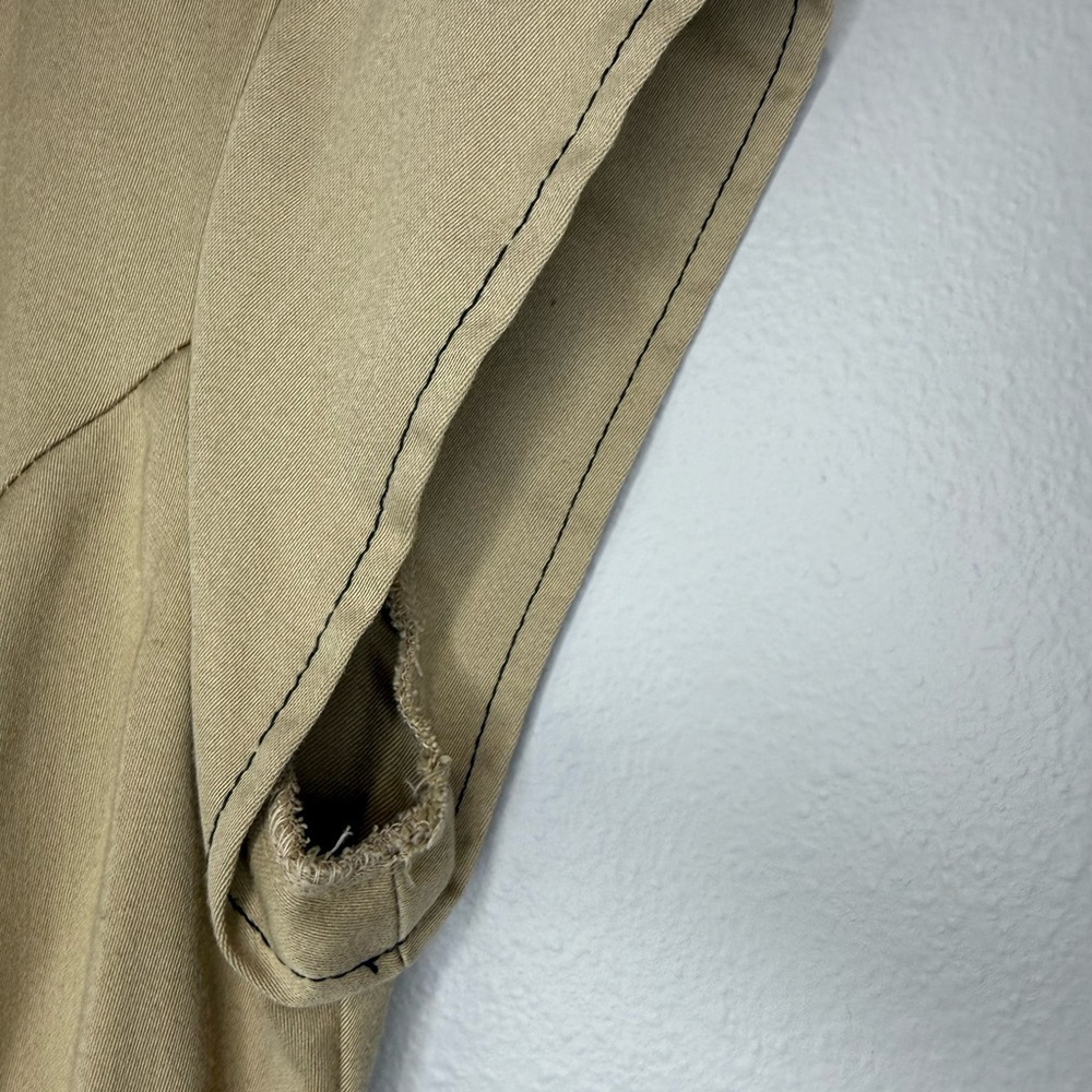 Vintage Khaki Safari Utility Jumpsuit Button Front Wide Leg Women’s XS/S - Picture 4 of 5